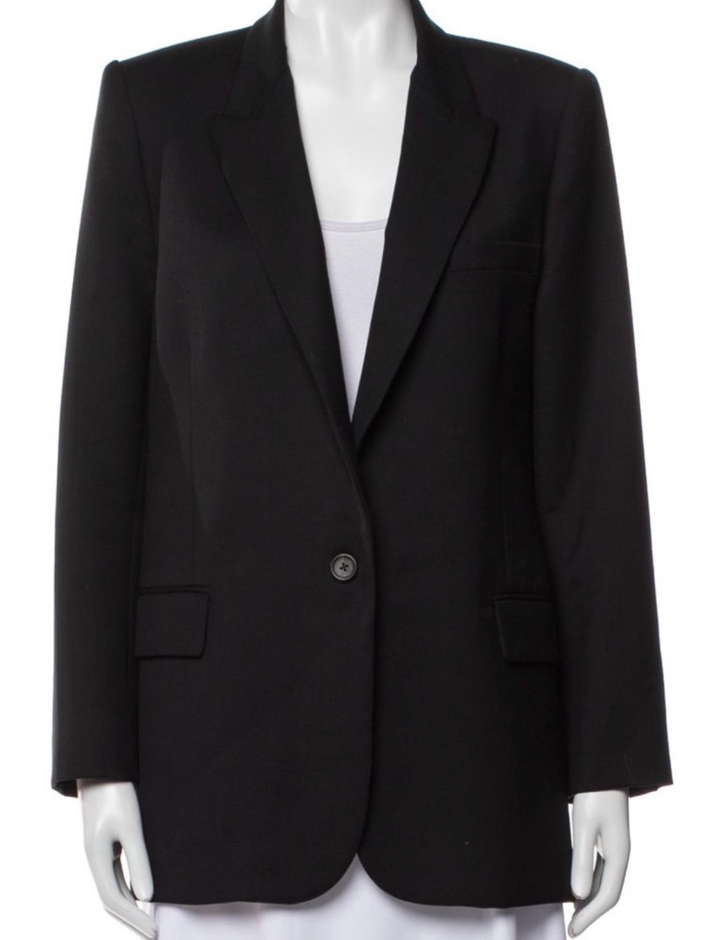 Nili Lotan Black Single-Button Notch Lapel Virgin Wool Blazer Sz 6